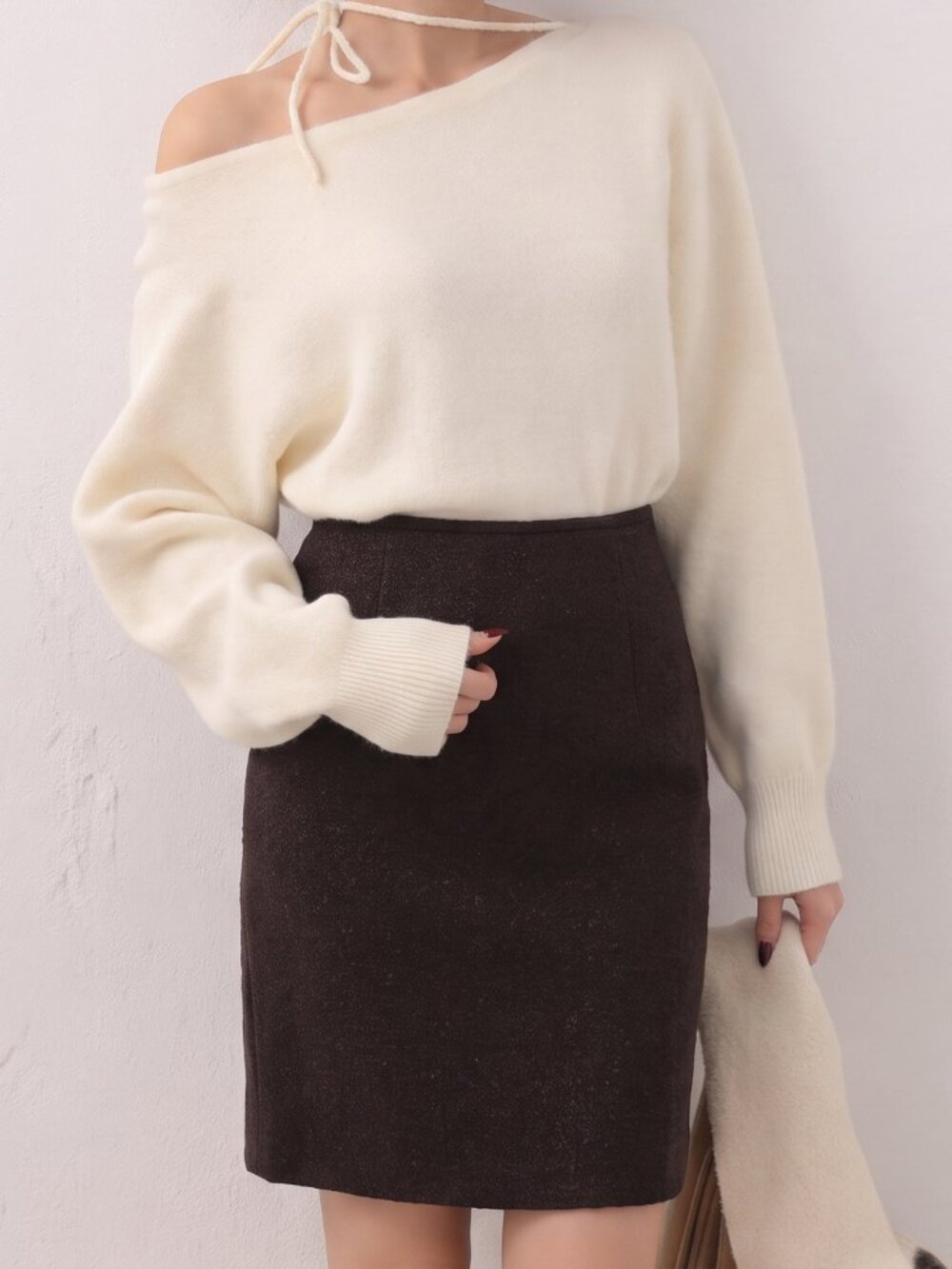 Calvin Klein Brown Wool Pencil Skirt